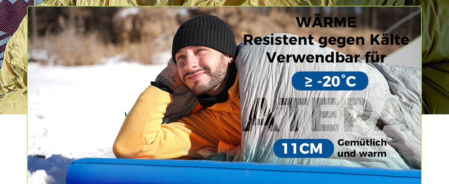 Каремат туристичний ATEPA ThermAir Ultraleicht - ізольований, 6R, R-значення 6.6, 7 камер, 11см товщини, блакитний