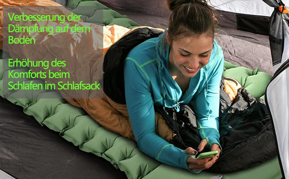 Надувний килимок для кемпінгу Isomatte - самонадувний, 9 см, для авто, намету, трекінгу, пляжу (зелений)