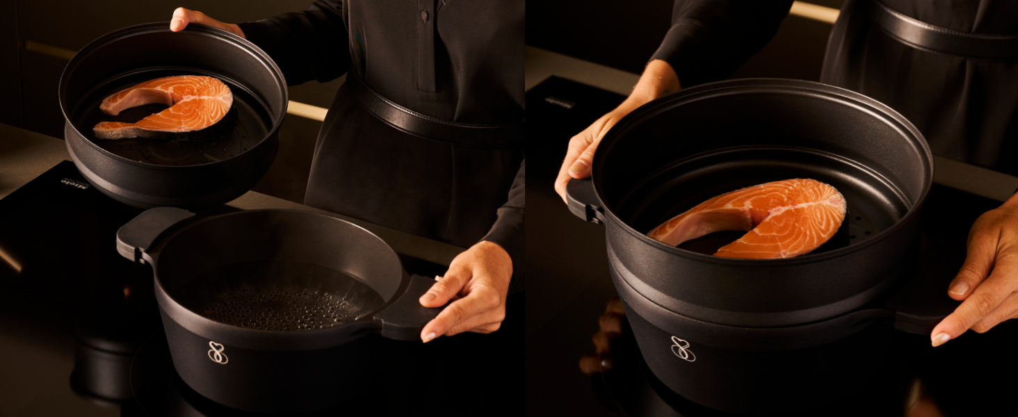 Stone&Stone Сковорода гриль індукційна 28 см квадратна з антипригарним покриттям та знімною ручкою, німецька кераміка, сталеве дно, для газових плит та духовки, без PFAS, PFOA та PTFE