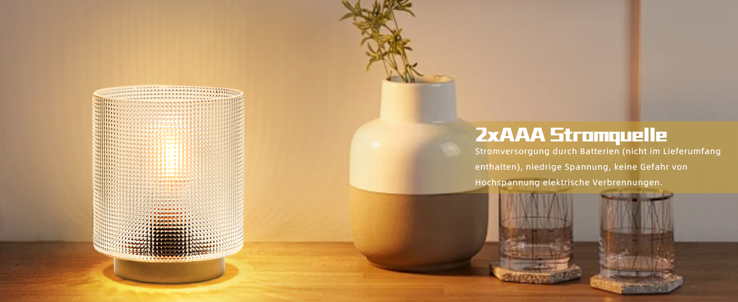 Бездротова настільна лампа з таймером, вінтажний дизайн, скло, LED, для дому та вулиці, сірий колір, розмір L