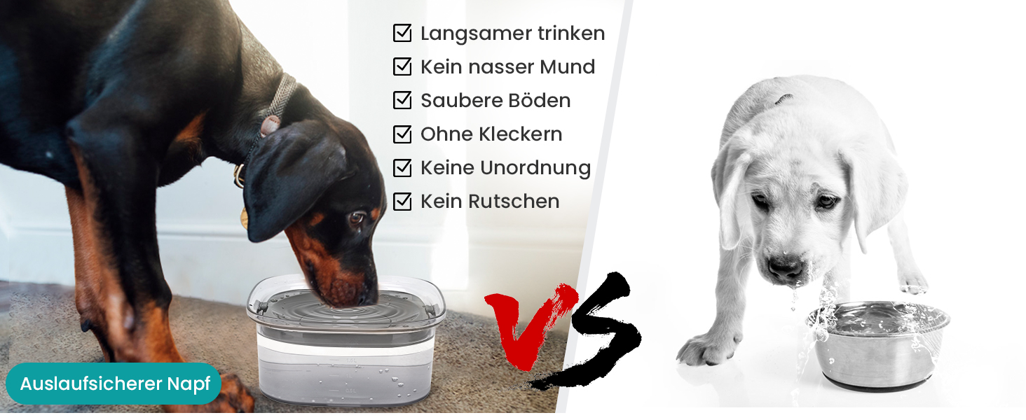 Миска для собак PETTOM 2L без розбризкування, велика сіра, з анти-розливним механізмом