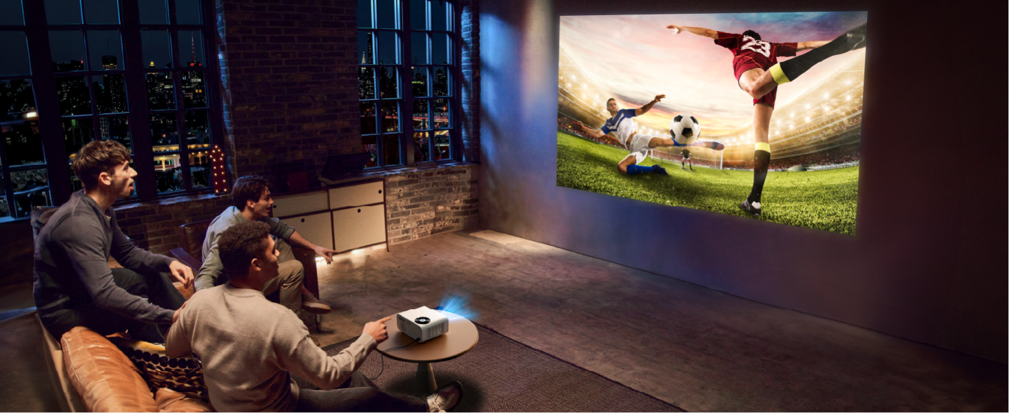 Beamer 25000Lumen 1080P/4K Android TV з автотрапецеїдним виправленням, електричним фокусом, WiFi, Bluetooth, для iPhone/Android/Tablet, білий