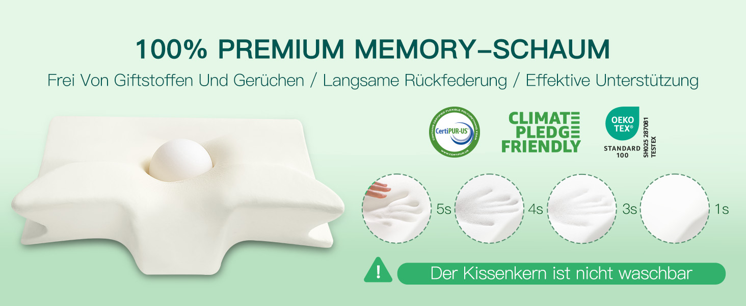 Подушка для шиї та голови 2 в 1 з ефектом пам'яті (Memory Foam), 60x40x12/14 см, біла
