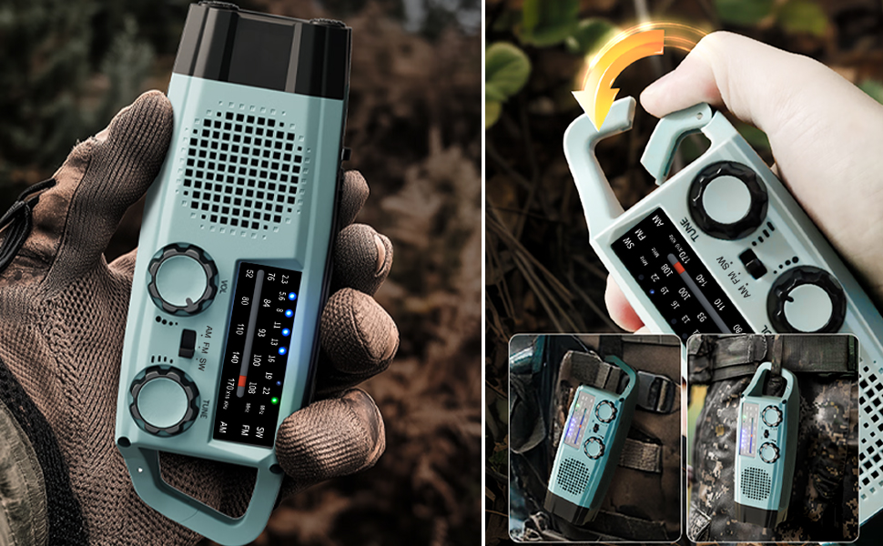Радіо на сонячній батареї та з ручкою, 2000mAh, Power Bank, SOS-сигнал, ліхтарик, AM/FM, для кемпінгу та надзвичайних ситуацій