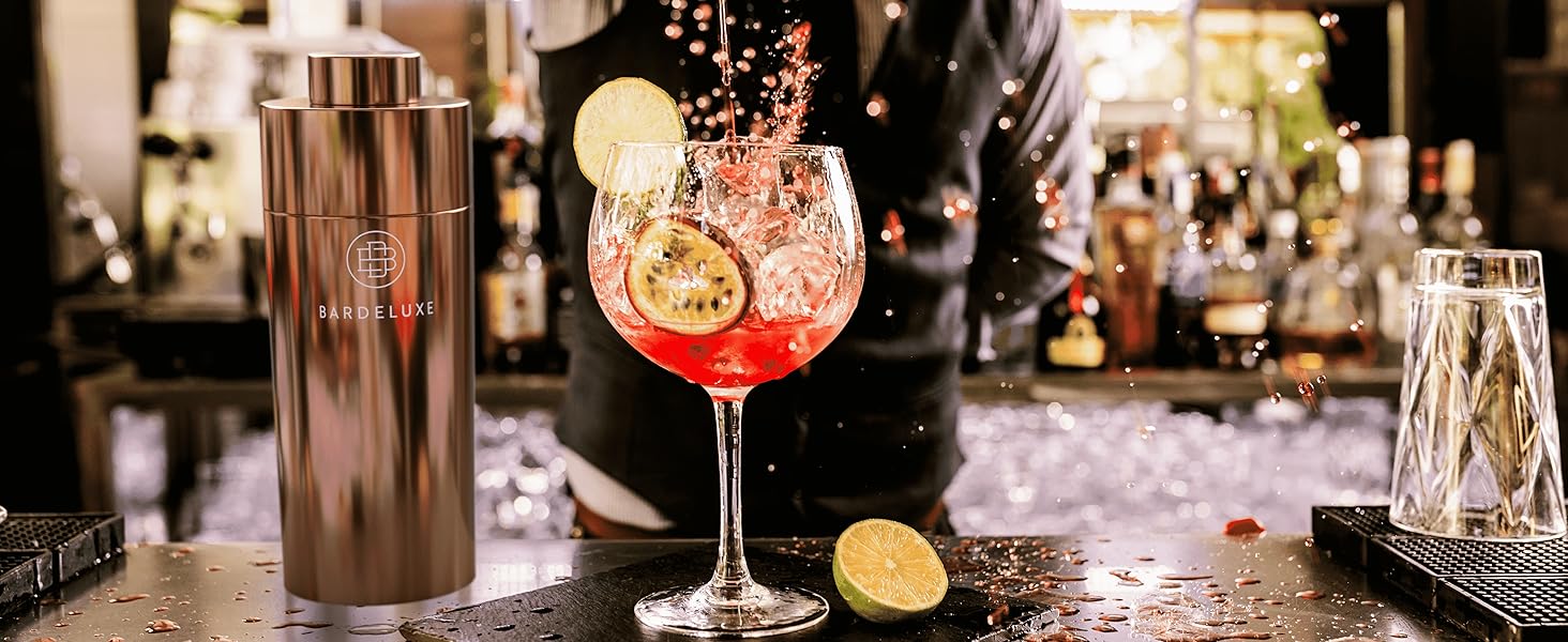 Набір для коктейлів BarDeluxe 12 предметів, шейкер 750 мл з нержавіючої сталі, подарунковий барний набір для бармена, розе-голд