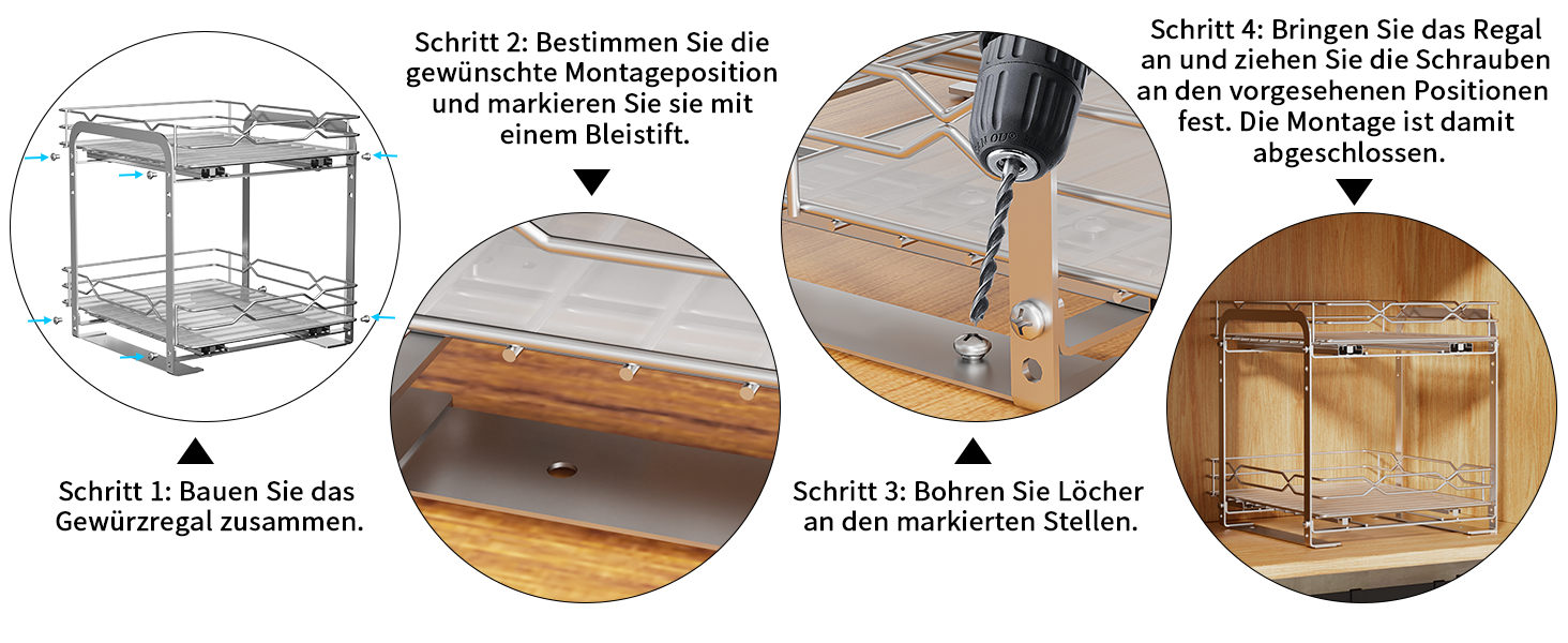 Висувна полиця для спецій з нержавіючої сталі, органайзер для спецій, 2 яруси, регульована висота, кухонний органайзер, система полиць для спецій для кухонної шафи, стояча полиця для спецій для внутрішньої частини шафи
