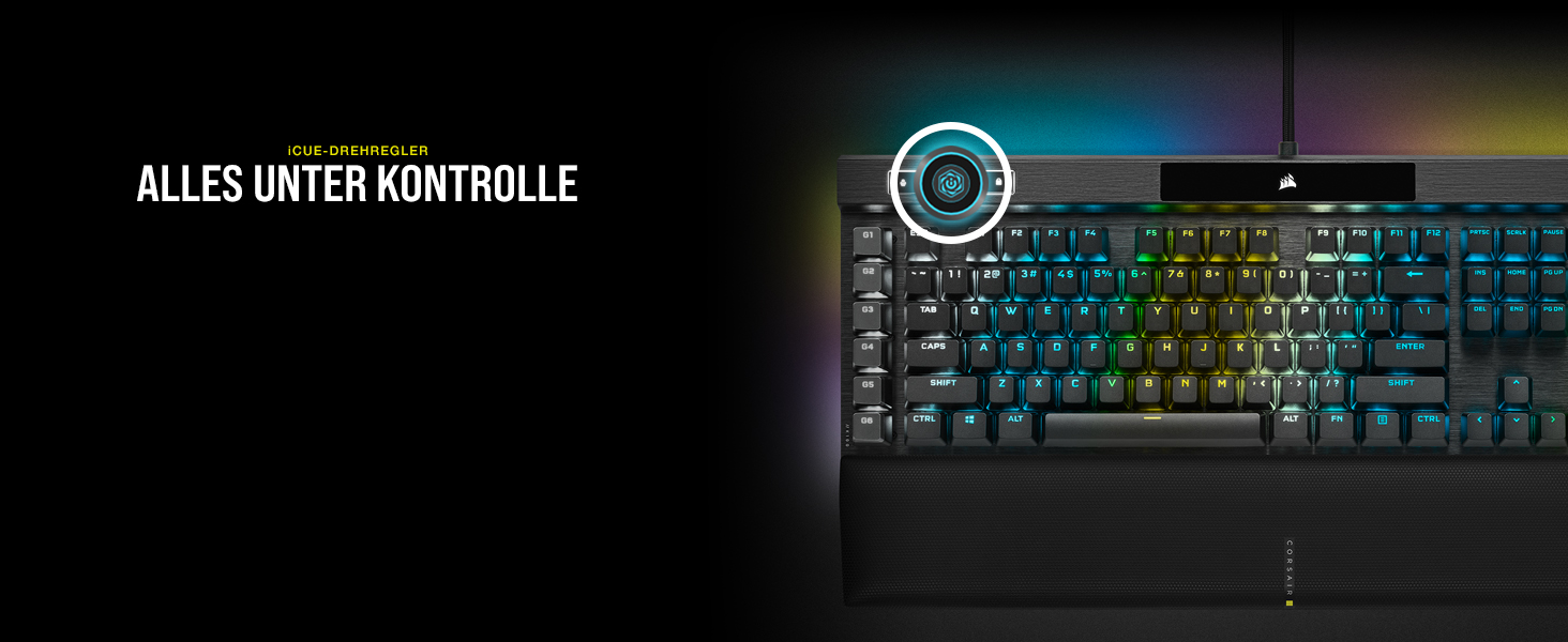 Механічна ігрова клавіатура Corsair K100 RGB з клавішами Cherry MX Low Profile, Bluetooth, сумісна з iCUE, QWERTZ DE, чорна