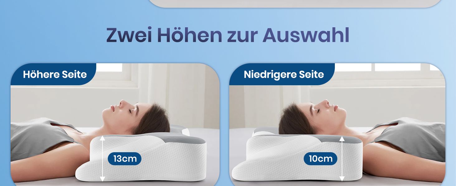 Подушка для шиї DONAMA з піни Memory Foam: ергономічна, з підлокітниками, охолоджуюча, 6 зон підтримки, для сну в будь-якій позі (сіро-біла, 66x37x13 см)