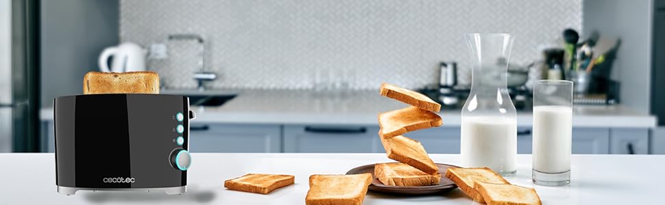 Тостер Cecotec Toast&Taste Extra W 1000W з подвійним широким слотом, 7 рівнів підсмажування, автоматичний викид, піддон для крихт, білий
