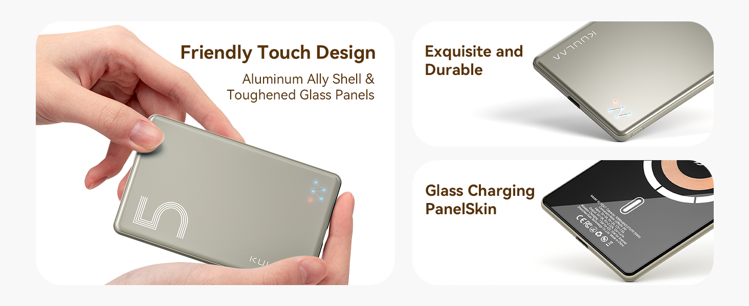 Power Bank Kuulaa Ultra Slim Magsafe, 5000mAh, Бездротова зарядка, Type-C, 20W, для iPhone 15/14/13/12 (Titanium)