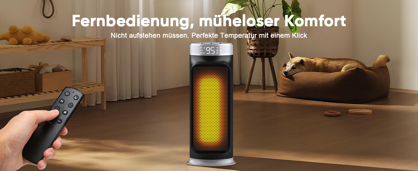 Розумний обігрівач з функцією охолодження, 1800W, WiFi, керування через додаток/Alexa/Google Assistant, для дому, офісу, спальні, чорний