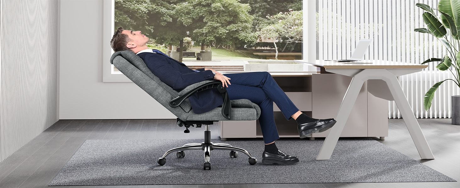 Крісло Rattantree для офісу та дому: ергономічне комп'ютерне крісло з регулюванням висоти та нахилу, PU шкіра (темно-сірий)