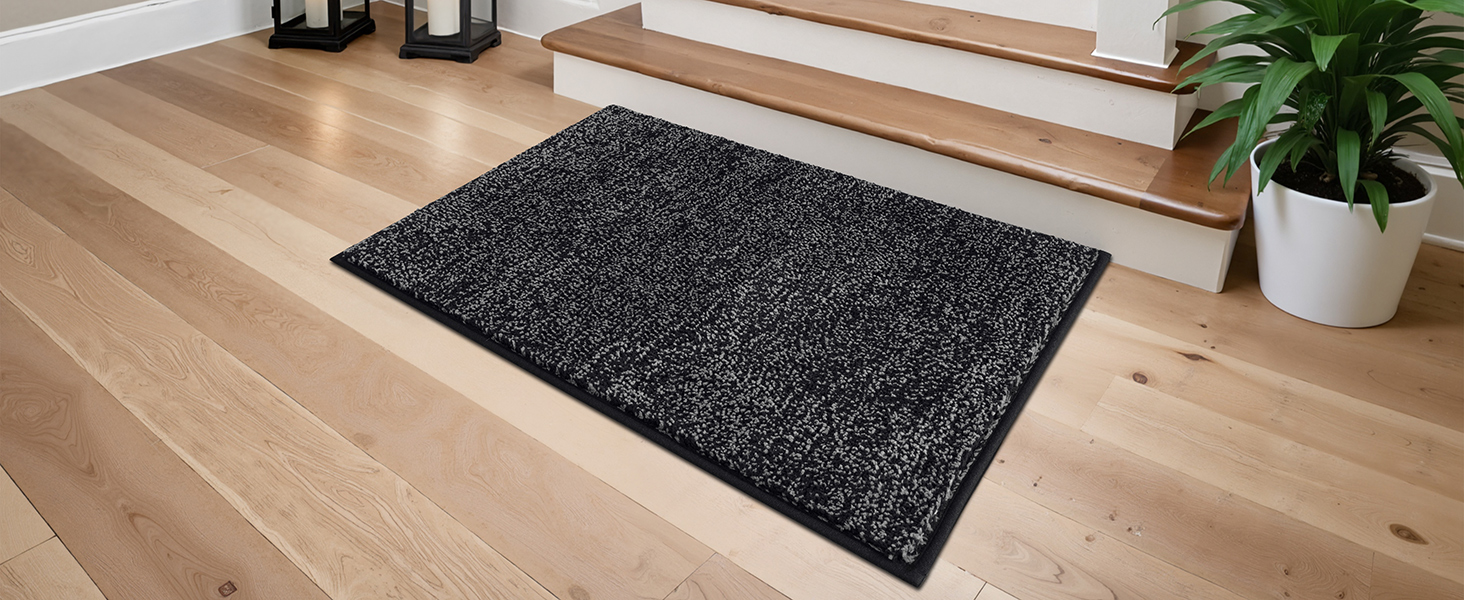 Килимок для дому та ванної кімнати SHACOS, 80 x 120 см, чорно-сірий, з антиковзаючою поверхнею