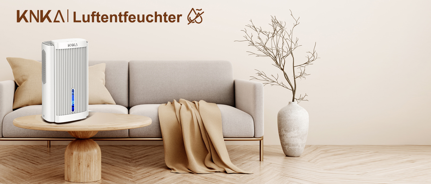 Електричний осушувач повітря KNKA, 1.1 л, тихий (28dB), для дому, ванної, підвалу, з автовимкненням та нічним режимом, кольорове нічне підсвічування (білий)