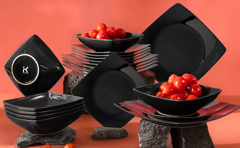 Сервіз Konsimo для 6 осіб: 18-ти частинний набір тарілок EPIRI - сучасний сервіз з кераміки сірого кольору