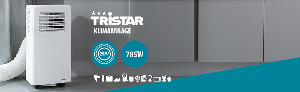 Мобільний кондиціонер Tristar AC-5477 з функцією охолодження, осушення та вентилятора, з пультом керування, 2 швидкості, 7000 BTU