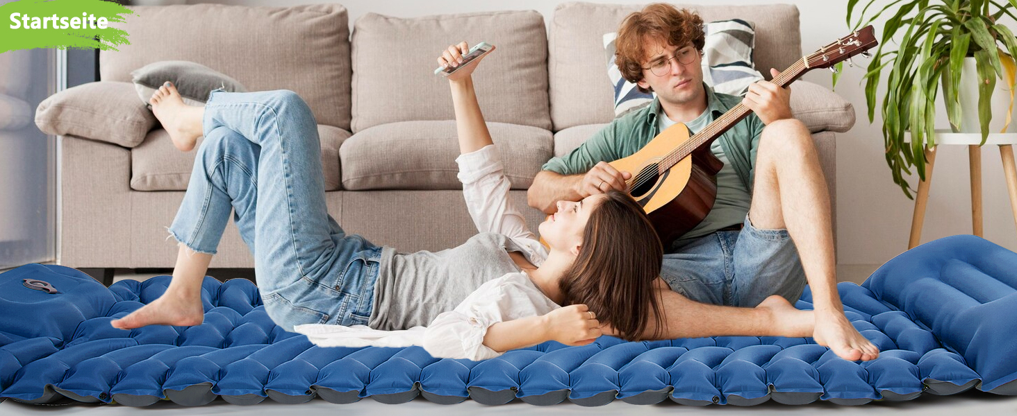 MEIJO Саморозгортальний килимок для кемпінгу, ізомат, туристичний килимок, самонадувна повітряна матрац для відпочинку на природі, похідів, кемпінгу, пляжу, блакитний & сірий