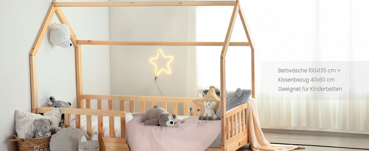 Набір постільної білизни для дитячого ліжечка Lulumoon з мусліну 100x135 см: простирадло 100x135 см + наволочка 40x60 см з бавовни Oeko-TEX Standard – легка та комфортна постільна білизна для малюків. Теплий сірий колір, зірки, 100x135 см + 40x60 см