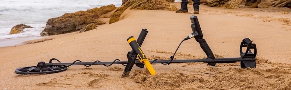 Металевий детектор Nokta Simplex Ultra з карбоновим штативом, пошуковою котушкою 27,9 см та Accupoint Pinpointer, чорний