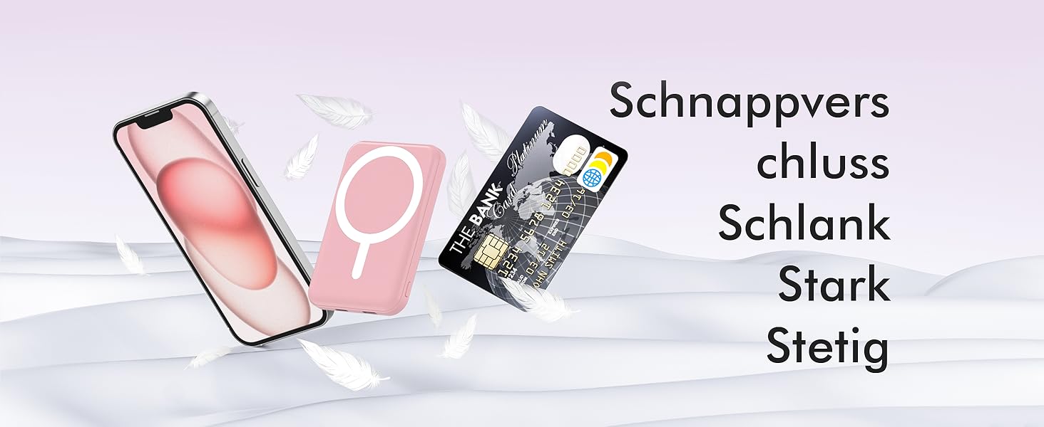 Power Bank MagSafe 5000mAh для iPhone (Рожевий): Швидка зарядка 20W, Type-C, сумісний з iPhone 17/16/15/14/13/12