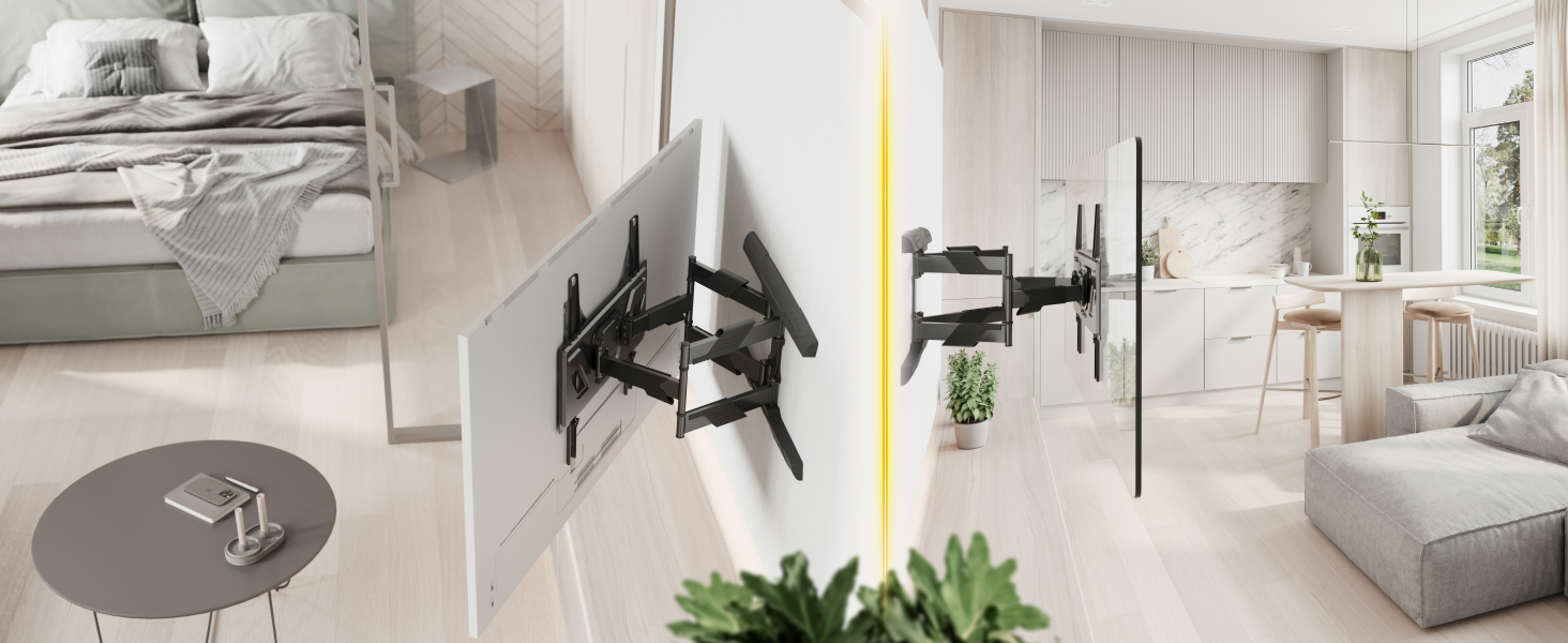 Кріплення для телевізора RICOO S9544: поворотне та нахильне, для телевізорів 40-65 дюймів, VESA 400x400, до 45 кг, універсальне, пласке, curved