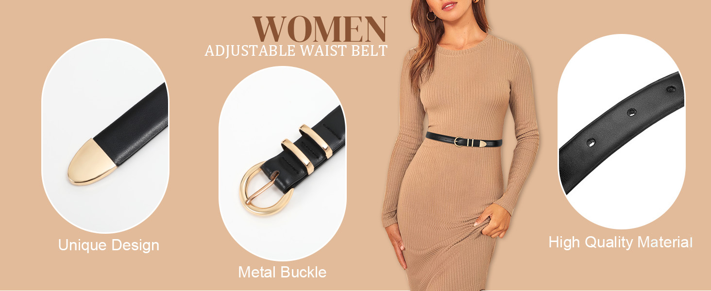 LEACOOLKEY: 3 жіночі шкіряні ремені-коси для джинсів та суконь. В'язані ремені з металевою блискавкою (100 см). Розмір: 66-76 см. Кольори: чорний, коричневий, бежевий.