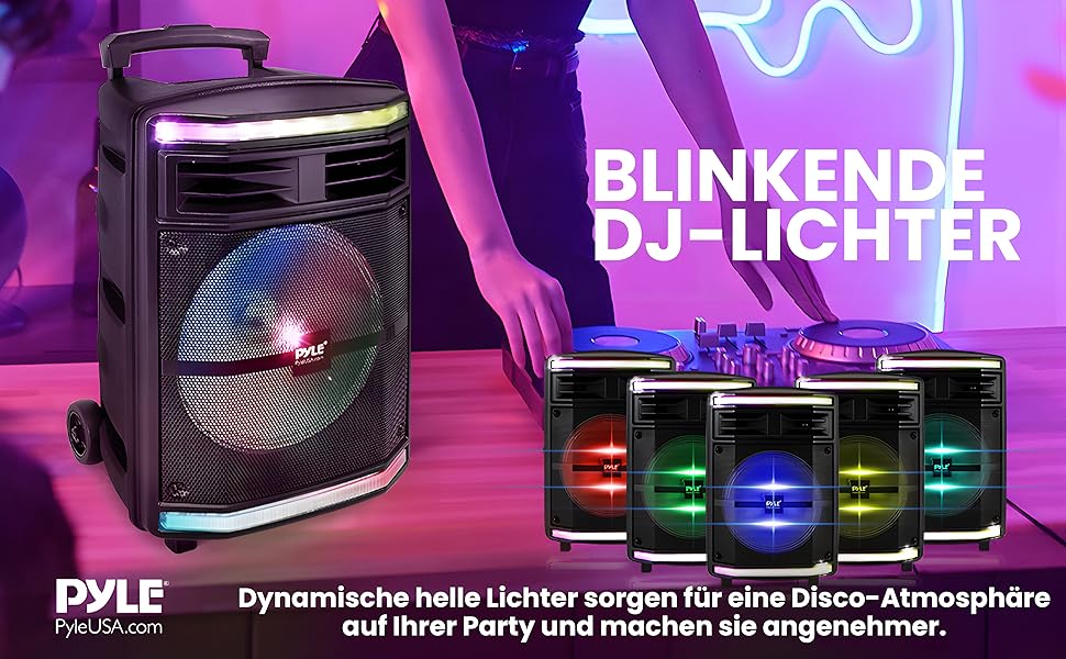 Pyle Partybox 600W: Портативна Bluetooth колонка з LED підсвіткою, мікрофоном для караоке, USB/SD/MP3, для вечірок та заходів