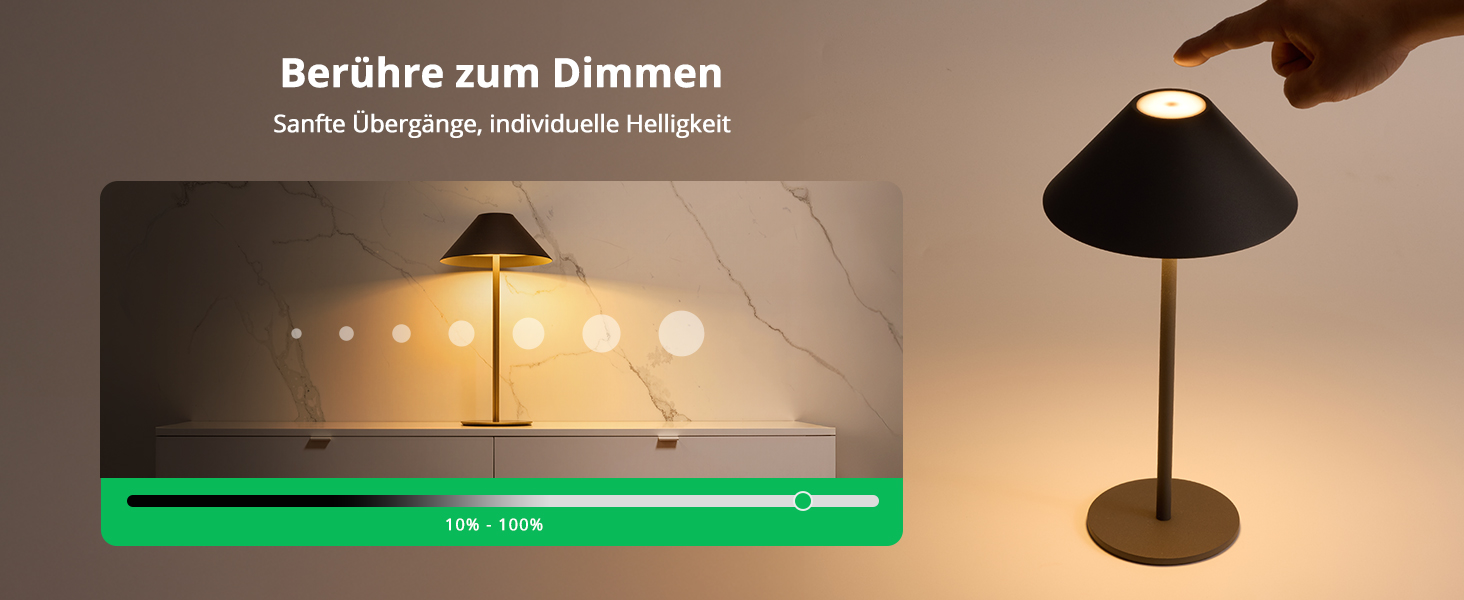 BOJIM 2 шт. LED настільна лампа з акумулятором, бездротова, USB, диммування, магнітна, IP54, для балкона/на вулицю (Антрацит)