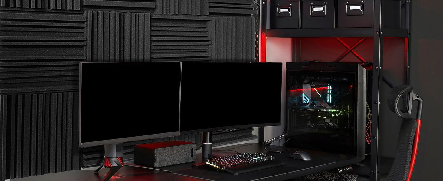 Акустичний поролон для звукоізоляції, шумопоглинаючі панелі 30х30х5 см, висока щільність, набір 48 шт для студії звукозапису та лайв-студій