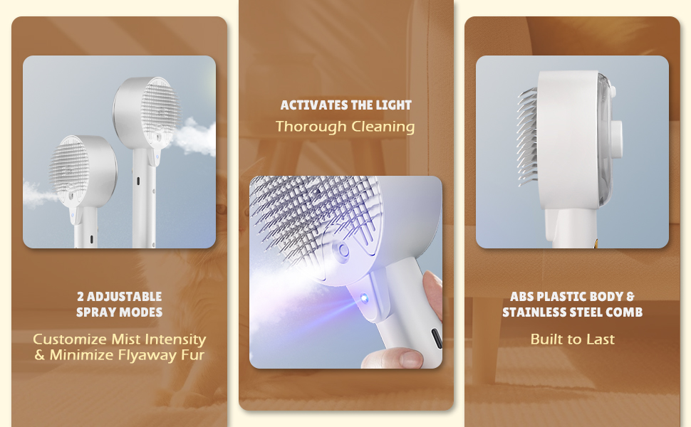 Бурштук для котів з парою 4-в-1: видалення шерсті, миття, догляд. Підходить для котів та собак (білий)