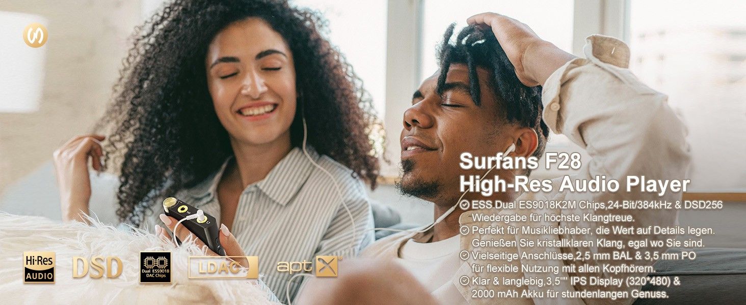 Surfans F28: Аудіоплеєр HiFi Bluetooth з підтримкою Hi-Res та 32GB пам'яті