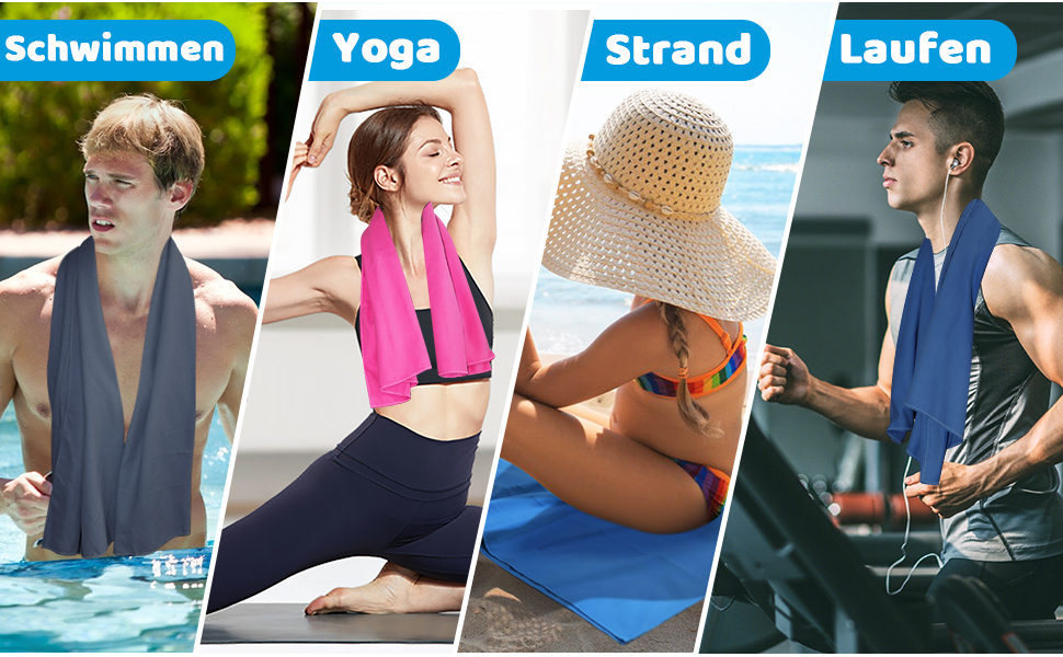 Набір рушників з мікрофібри, швидковисихаючих, 3 шт. (180x90см, 80x40см, 50x30см) для подорожей, спорту, пляжу, блакитний