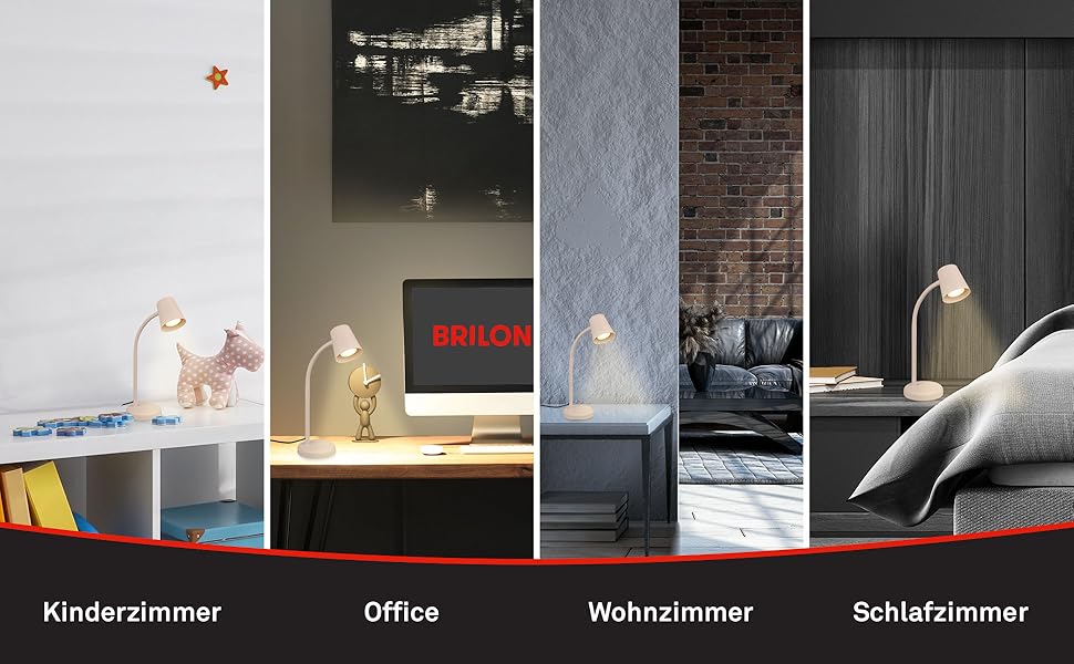 BRILONER LED настільна лампа бездротова з сенсором, поворотна, регульована, знімний джерело світла, для дому та офісу, 38,5 см, бежева