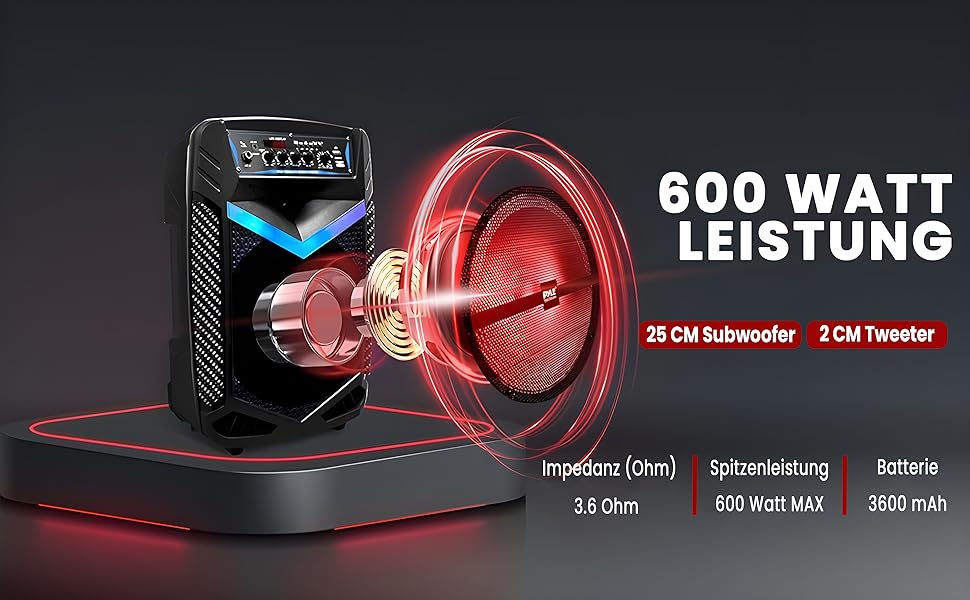 Pyle PA Bluetooth-колонки – караоке-машина з мікрофоном, 400W, 8” сабвуфер, підсвітка, USB/SD, радіо