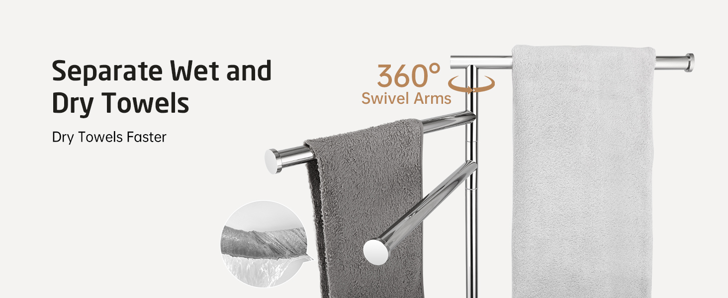 Підставка для рушників KES Gold на ніжці, з мармуровою основою, з нержавіючої сталі 18/8, 3-х секційна, полірована, BTH219-BZ