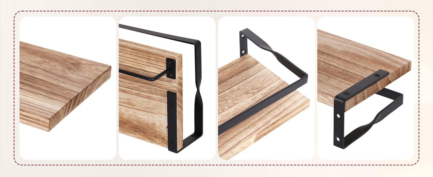 Настінна полиця з дерева, 2 шт. у наборі, рустикальний стиль, з тримачем для рушників, світло-коричневого кольору, для спальні, вітальні, ванної кімнати, кухні, офісу