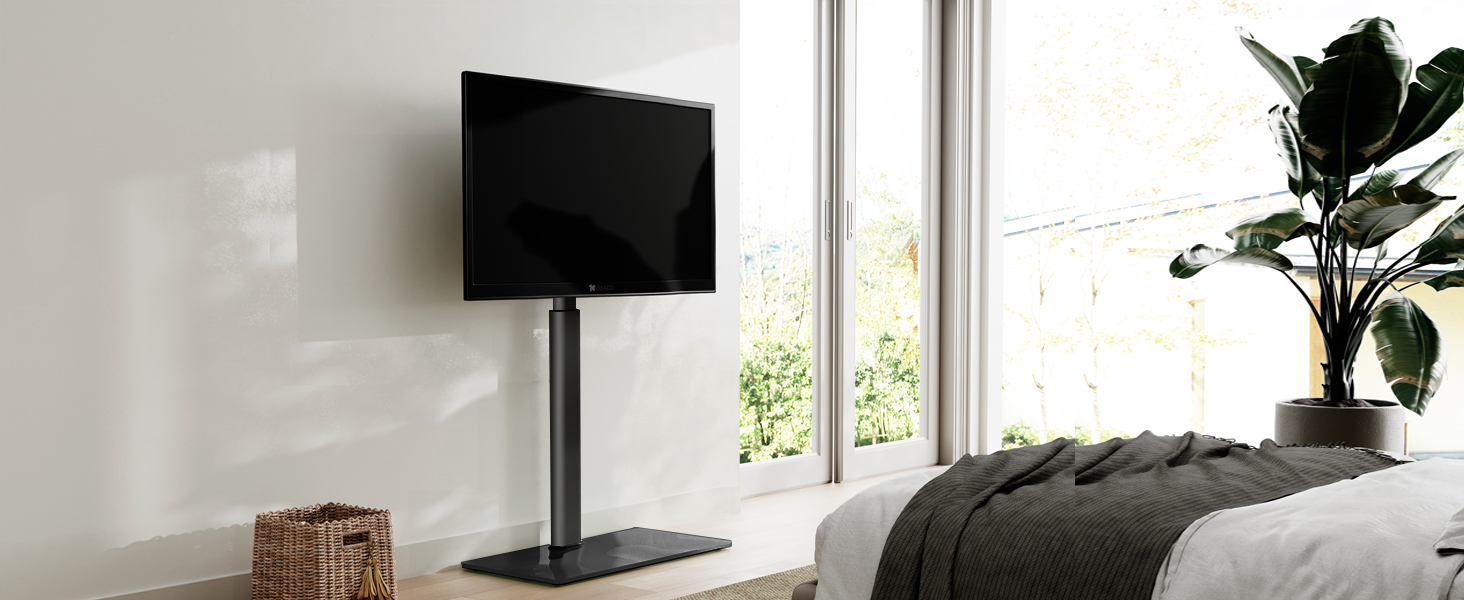 FITUEYES Adjustable TV Stand - Swivel & Tilt Floor Stand for 19-42 inch Flat & Curved TVs (up to 35kg, VESA 200x200) - White/Black