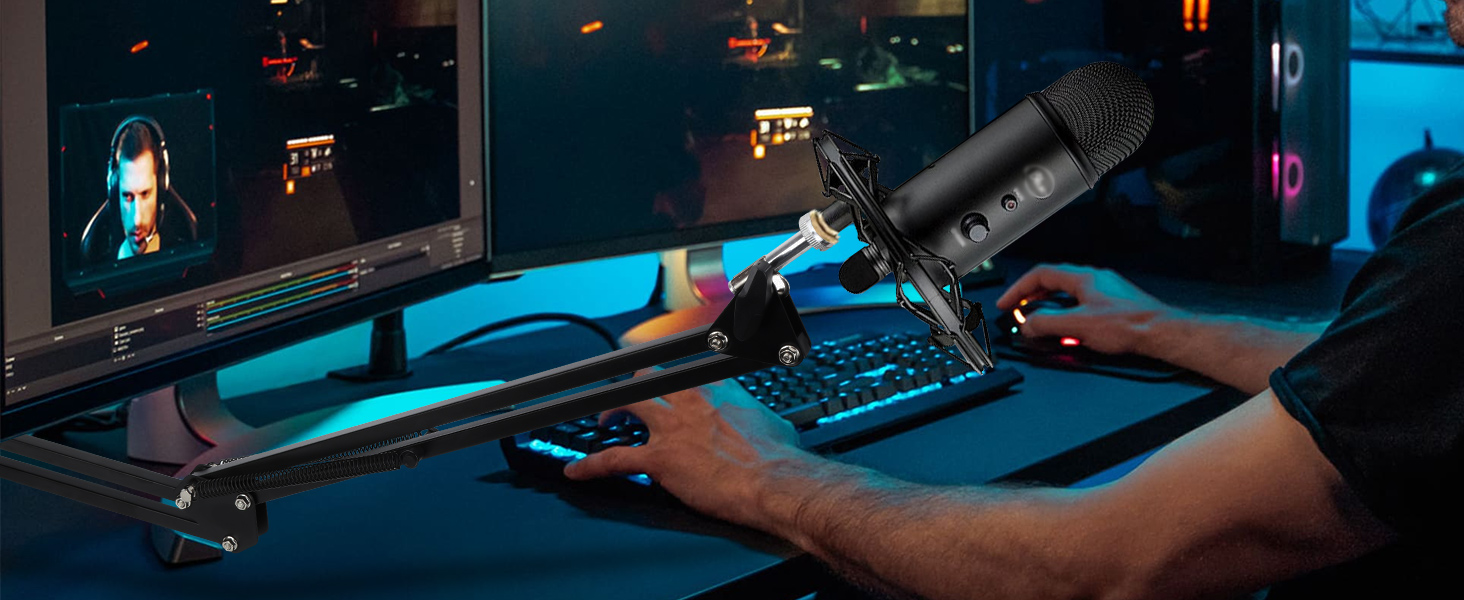 Кріплення для мікрофона HyperX QuadCast та інші - кріплення на стіл з поп-фільтром, сумісне з Blue Yeti, Razer Seiren Mini, YOUSHARES (8. Low Profile)