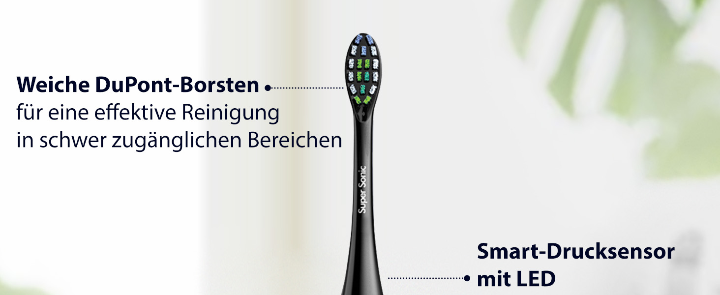 Електрична зубна щітка Wagner Stern IntelliBrush Series Whitening з датчиком тиску, 4 режими чищення, 3 інтенсивності, 8 насадок та дорожній футляр (Ozeanblau)