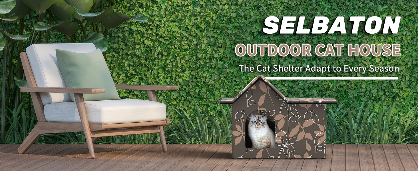 Кіт-будинок для вулиці, зимостійкий, знімні подушки, захист від холоду для котів, легко збирається, зелений (коричневий), 33 x 38 x 43 см