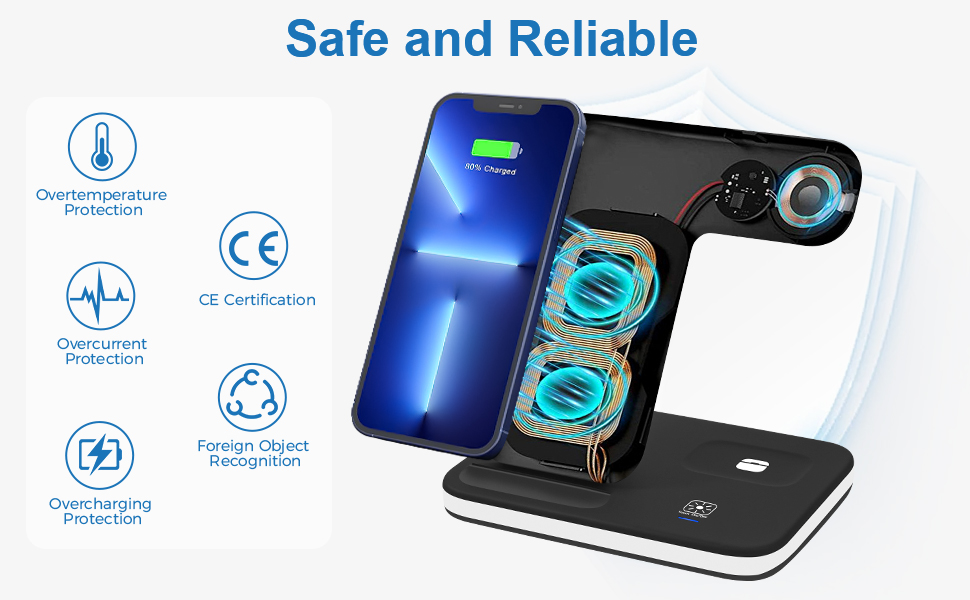 Зарядна станція 3-в-1 для Apple Watch та iPhone: бездротова зарядка для iPhone 16/15/14/13/12/11/Pro/Max/X/8/Plus та Apple Watch 10/9/Ultra/8/7/6/SE/5/4/3/AirPods Pro 4/3/2