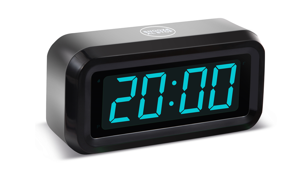 Цифровий будильник Timegyro з LED-дисплеєм, портативний для подорожей, настільний, 3 рівні яскравості, великий LED-дисплей 1.2' для спальні, вітальні, чорно-білий (чорно-синій)