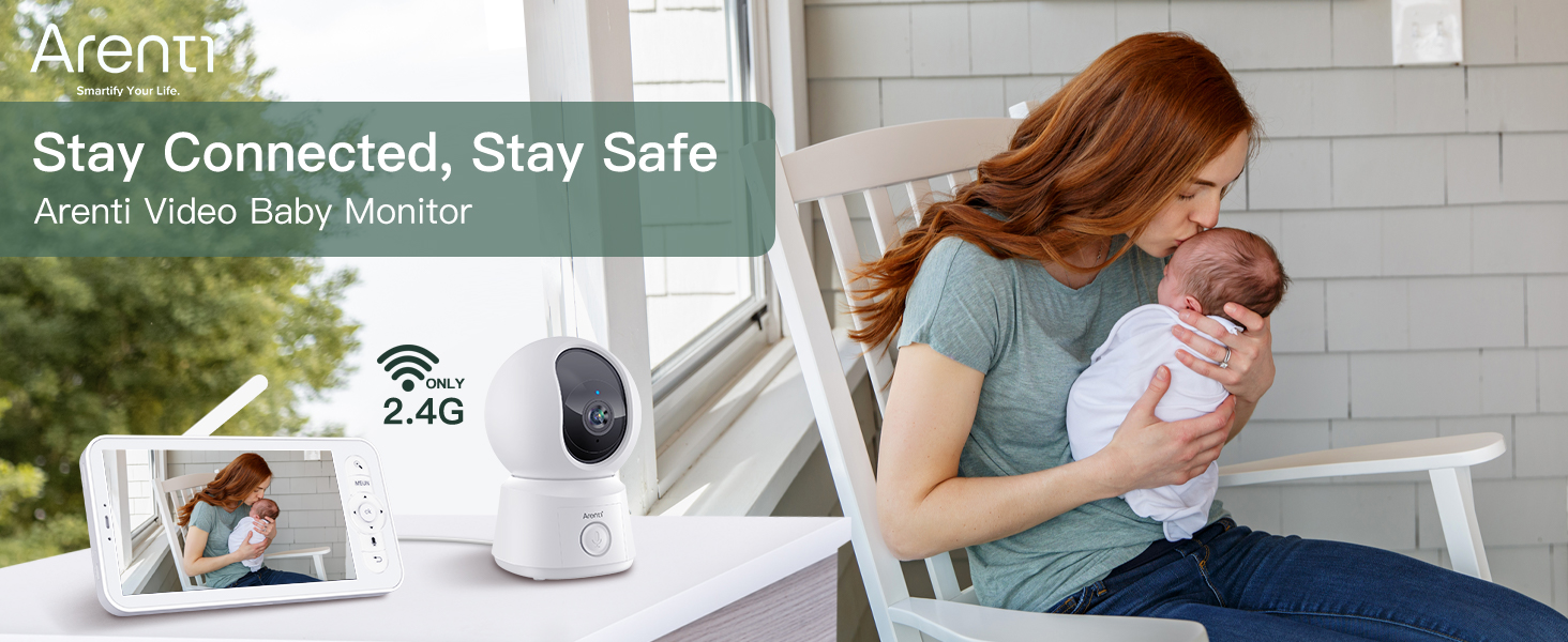 Дитячий відеомонітор Arenti з камерою та додатком, 5' дисплей, 1080P, PTZ, датчик температури, колискові, нічне бачення, 2-сторонній аудіо, VoX, автоматичне відстеження B2