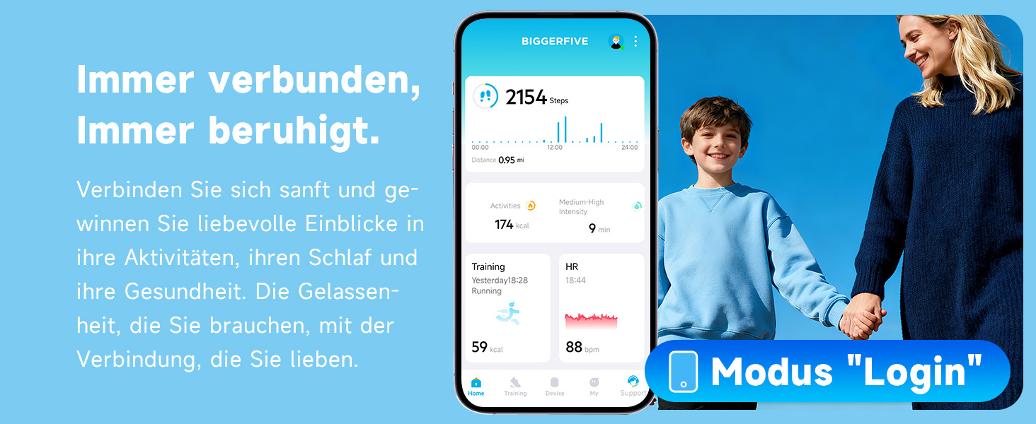Смарт-годинник BIGGERFIVE для дітей з/без додатку, 1.8' фітнес-годинник, крокомір, пульсометр 24/7, будильник, водонепроникність 30м, монітор сну, пазли-ігри, 100+ циферблати для дівчаток, хлопчиків, підлітків 5–16, чорний