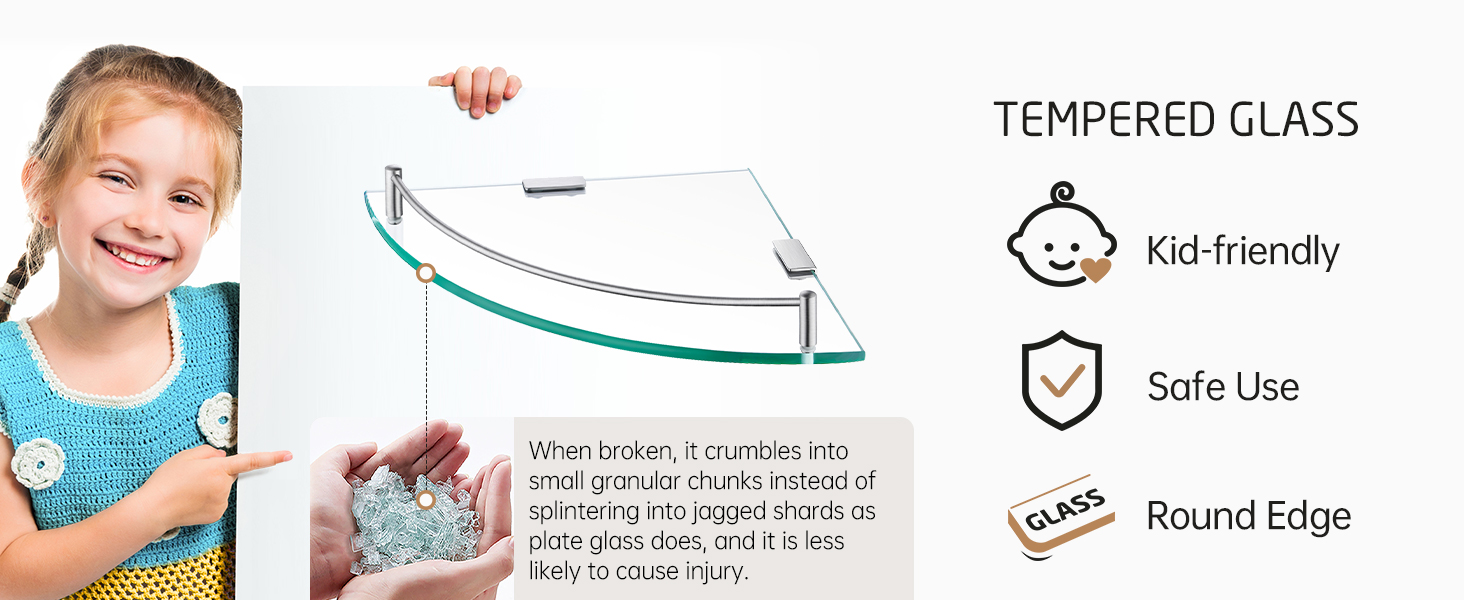 Скляна поличка для душу KES - 2 шт. з нержавіючої сталі (SUS304) для ванної кімнати