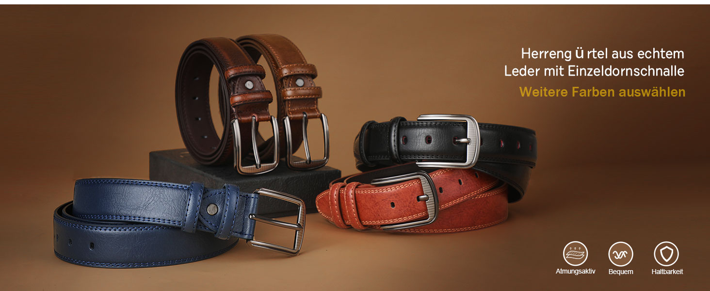 Чоловічий шкіряний ремінь GSG Since 1998 - класичний дизайн, 37 мм, для бізнесу та офіційних заходів, подарункова коробка, темно-коричневий