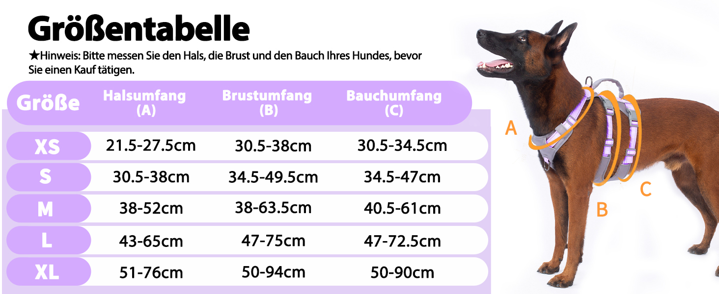 Шлейка безпеки для собак Huntboo, анти-втеча, для панічних собак, з ручкою, регульована, для маленьких, середніх та великих собак (лавандовий, M)