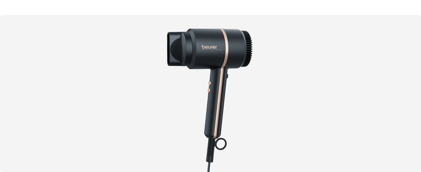 Фен Beurer HC 35 з іонізацією, чорний: потужний, з насадкою, LED-дисплей, для блискучого волосся
