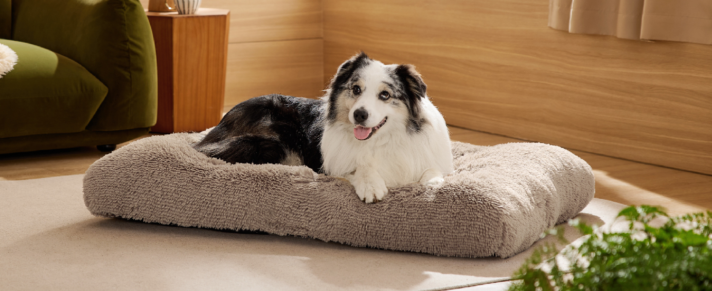 М'яке ліжко для собак BEDSURE великих порід - 104x69x8 см, миється, з антиковзною основою, темно-сірий