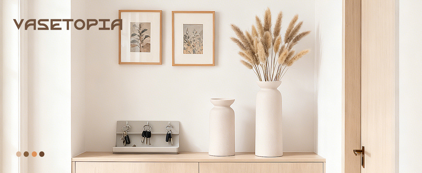 Керамічні вази 3 шт., сучасний мінімалізм, декор для дому, вази для пампасних трав, вітальня (12 білий)